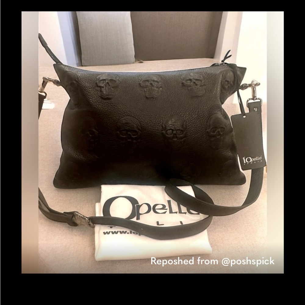 Black Hobo Bag with Skull Design